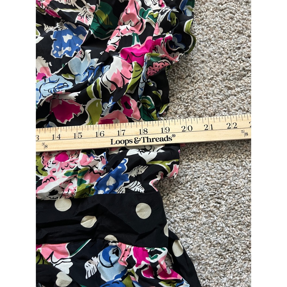 Silk Odille Anthropologie Floral Wrap Blouse with Ruffle Sleeve & Polka Dot Belt - Picture 8 of 8